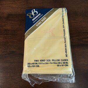 2 Bibb Vintage Combed Percale Yellow King Pillow Cases USA 50/50 POLY COTTON